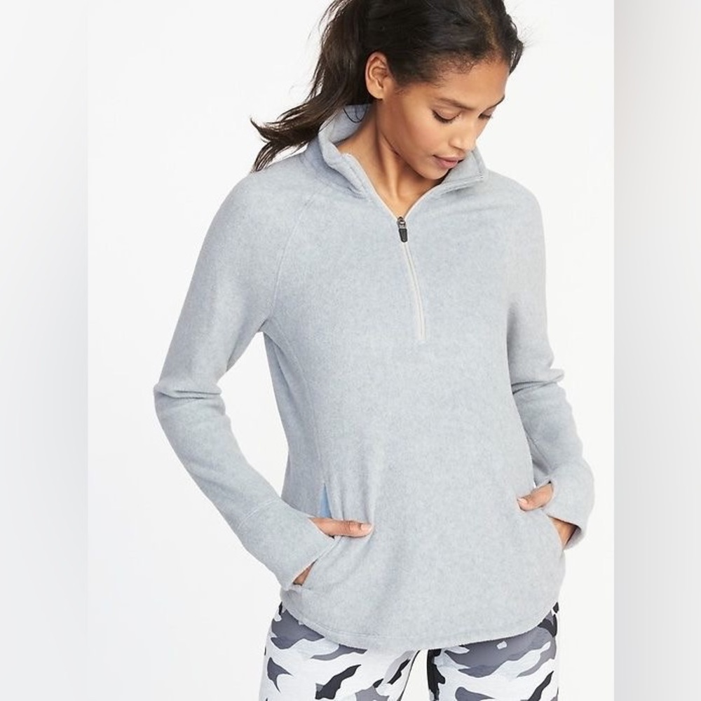 🔴 old navy green fleece quarter zip